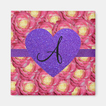 Coeur pourpre de scintillement de rose de rose de  aimants