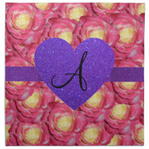 Coeur pourpre de scintillement de rose de rose de  serviettes en tissus