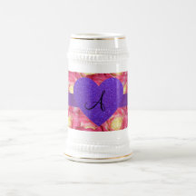 Coeur pourpre de scintillement de rose de rose de  tasse à café