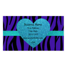 Coeur pourpre de turquoise de rayure de zèbre carte de visite