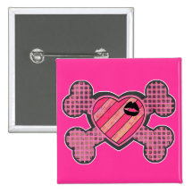 Coeur punk et os croisés pin's avec agrafe