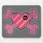 Coeur punk et os croisés tapis de souris