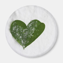 Coeur romantique de neige de l'hiver de la nature  aimants pour réfrigérateur