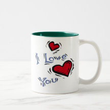 Coeur rose 1 avec je t'aime 6 tasse