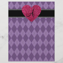 Coeur rose à motifs de losanges pourpre de monogra prospectus customisé