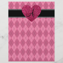 Coeur rose à motifs de losanges rose de monogramme prospectus