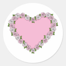 Coeur rose adhésifs ronds