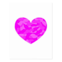 Coeur rose de Camo Carte Postale