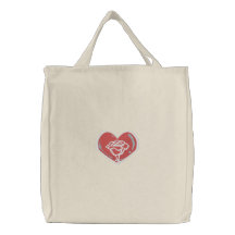 Coeur rose Fourre-tout Sac Fourre-tout Brodé