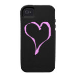 Coeur rose sur le noir coque iPhone 4/4S