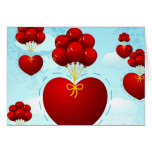 Coeur rouge avec des ballons, carte de voeux