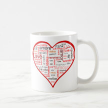 Coeur rouge complètement de l'amour dans beaucoup  mug