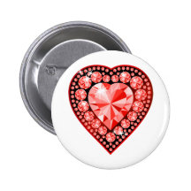 Coeur rouge de pierre gemme badge