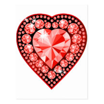 Coeur rouge de pierre gemme carte postale