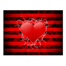 Coeur rouge d'emo punk gothique avec les rayures n carte postale