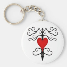 Coeur rouge gothique romantique porte-clés