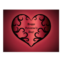 Coeur rougeâtre rosâtre gothique élégant de Valent Carte Postale