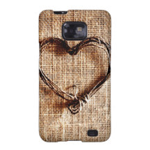 Coeur rustique de ficelle de pays sur la copie de  étui samsung galaxy s2