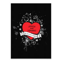 Coeur sale de rock (rouge) carton d'invitation