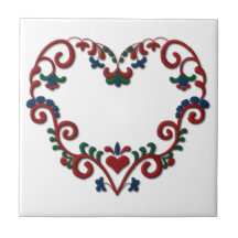 Coeur suédois de Rosemaling de Norvégien Carreaux