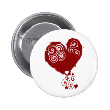 Coeur tourbillonnant rouge fou badge avec épingle
