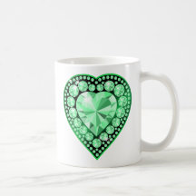 Coeur vert de gemme mugs à café