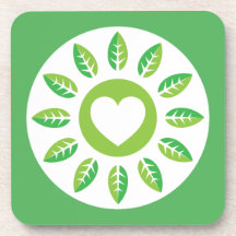Coeur vert d'eco avec le caboteur de l'environneme sous-bock