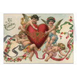 Coeur victorien vintage d'anges de cupidons de Val Cartes De Vœux
