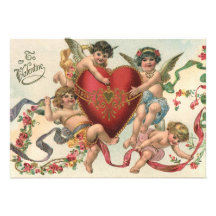 Coeur victorien vintage d'anges de cupidons de Val Bristols