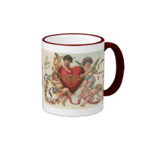 Coeur victorien vintage d'anges de cupidons de Val Tasses À Café