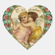 Coeur vintage de Valentine Autocollants En Cœur
