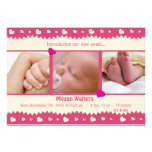 Coeurs - carte de faire-part de naissance de bébé