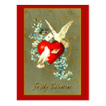 Coeurs, colombes et salutations de Valentine Cartes Postales