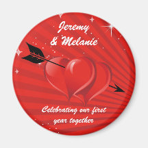 Coeurs d'amour avec l'aimant d'anniversaire de mar