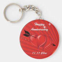 Coeurs d'amour avec l'anniversaire de mariage de f porte-clefs