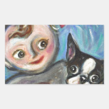 Coeurs d'amour de bébé de Boston Terrier Autocollants