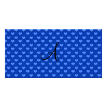 Coeurs de bleu de monogramme cartes de vœux avec photo