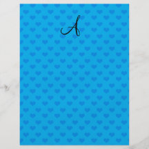 Coeurs de bleu de monogramme prospectus personnalisés
