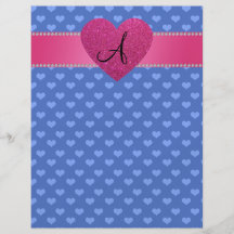 Coeurs de bleu de monogramme tract personnalisé