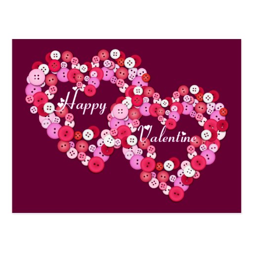 Coeurs de Buttonised Carte Postale