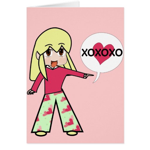 Coeurs de Chibi Valentine Carte De Vœux