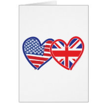 Coeurs de drapeau américain/drapeau d'Union Jack Cartes