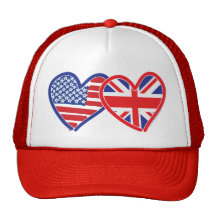 Coeurs de drapeau américain/drapeau d'Union Jack Casquette De Camionneur