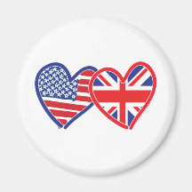 Coeurs de drapeau américain/drapeau d'Union Jack Aimants