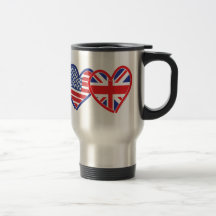 Coeurs de drapeau américain/drapeau d'Union Jack Tasse À Café