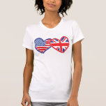 Coeurs de drapeau américain/drapeau d'Union Jack T-shirt