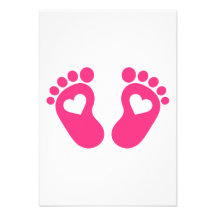 Coeurs de pieds de bébé cartons d'invitation