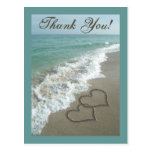 Coeurs de sable de carte postale de Merci/plage fa