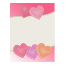 Coeurs de sucrerie carte postale