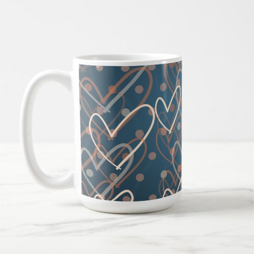 Coeurs et arrière - plan de points, tasse